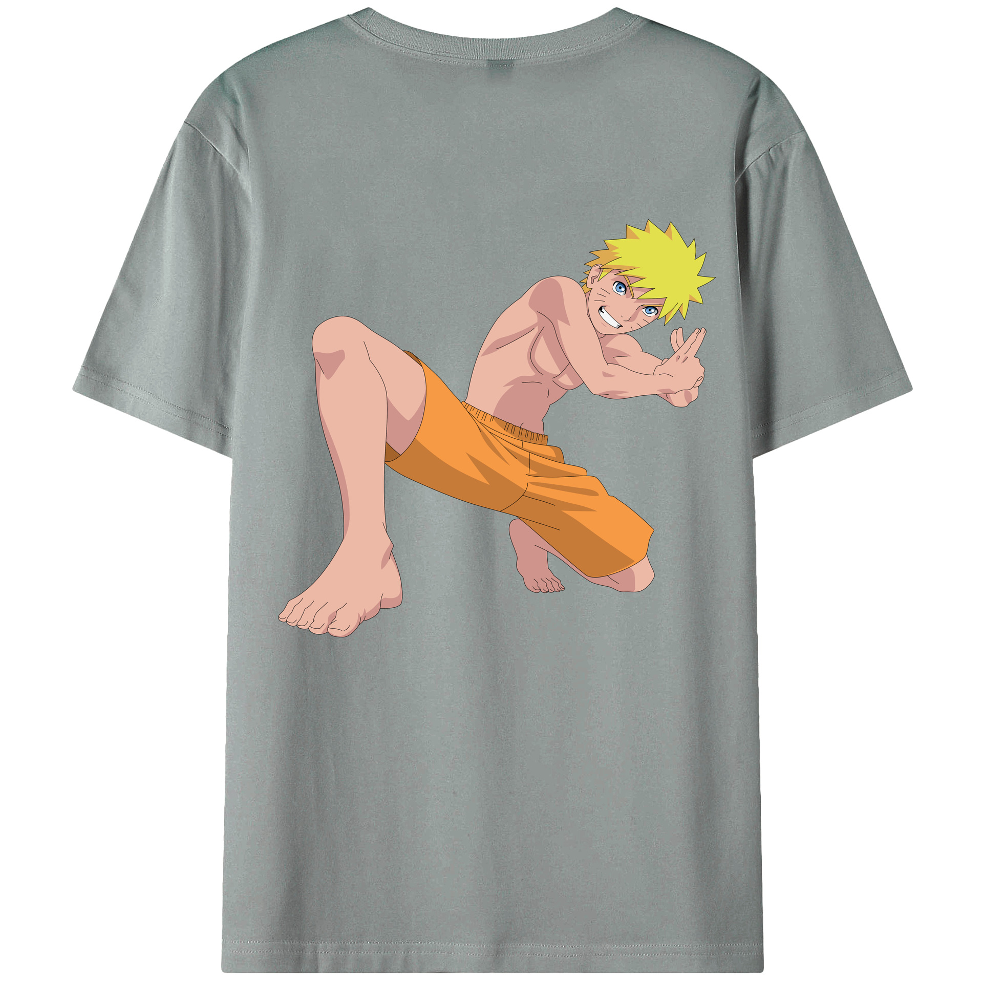 （画像用） NARUTO -ナルト- うずまき ナルト Uzumaki Naruto 綿100％ メンズ半袖Tシャツ（バックプリント） 通気性